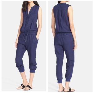 Joie Linen Corinne Sleeveless Jumpsuit Jogger Navy